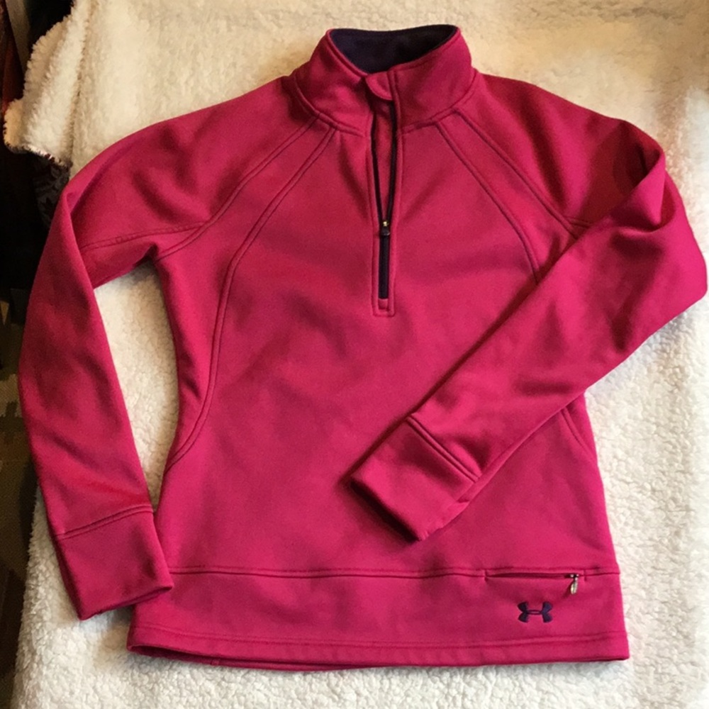 Under Armour fleece lined 1/4 zip. Women’s M. Fuchsia and purple.